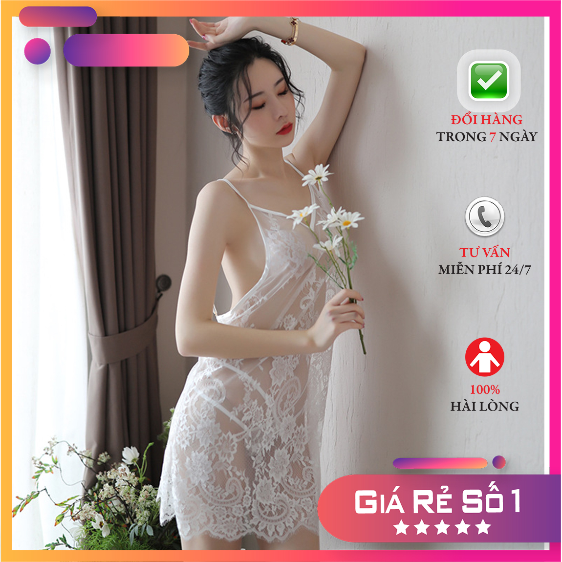Bộ ngủ 2 dây sexy ❣️freeship - kèm quần chip❣️ ren hoa xuyên thấu