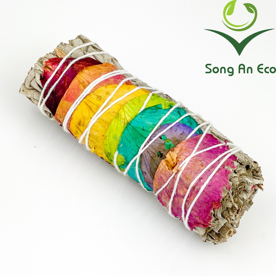 Bó xô thơm Chakra 7 màu - thanh tẩy nhà cửa 7 Chakra Sage Smudge