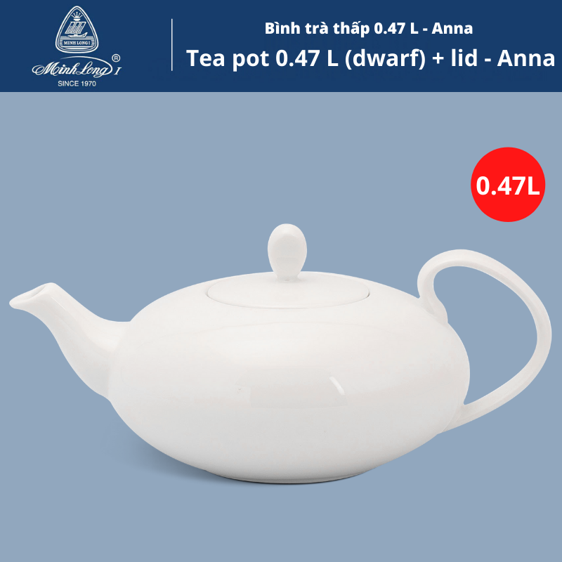 Bình trà gốm sứ minh long Bình trà thấp 0.47 L - Anna - Trắng Ngà