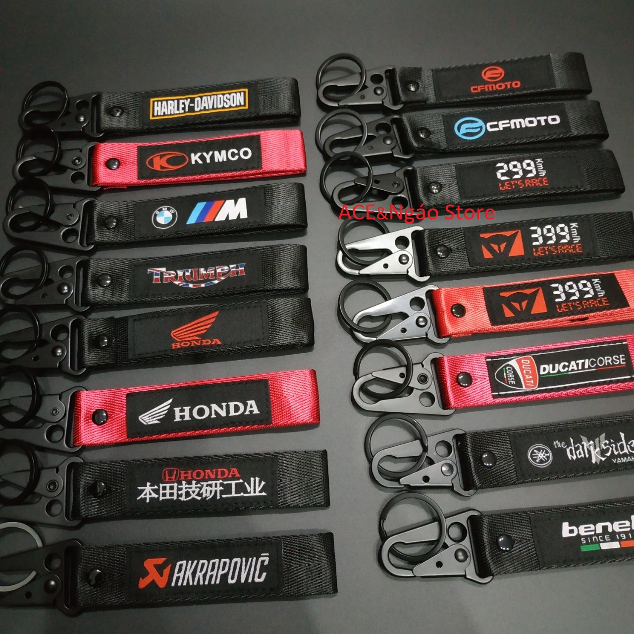 Móc chìa khóa vải 16x2.5 Yamaha Honda Suzuki SYM phong cách