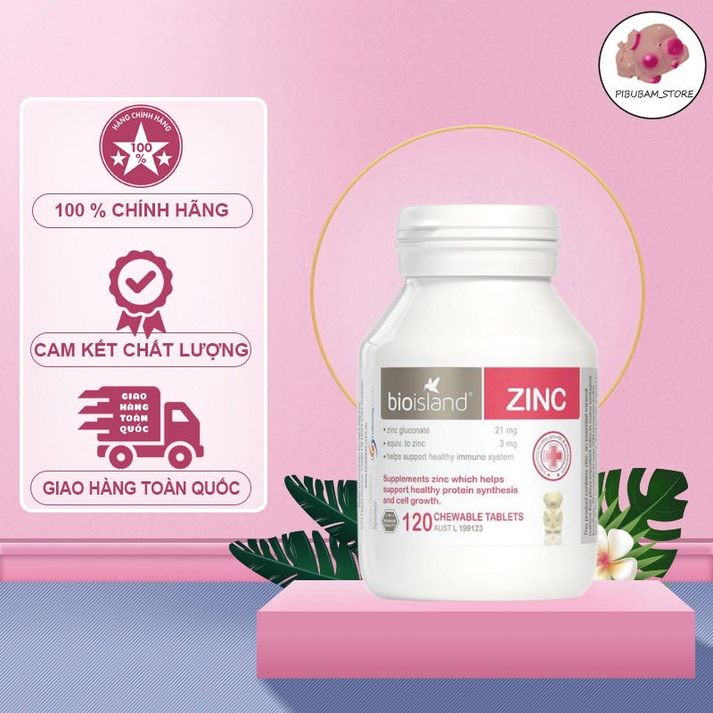Viên nhai bổ sung kẽm cho trẻ bio island zinc của úc, hộp 120 viên
