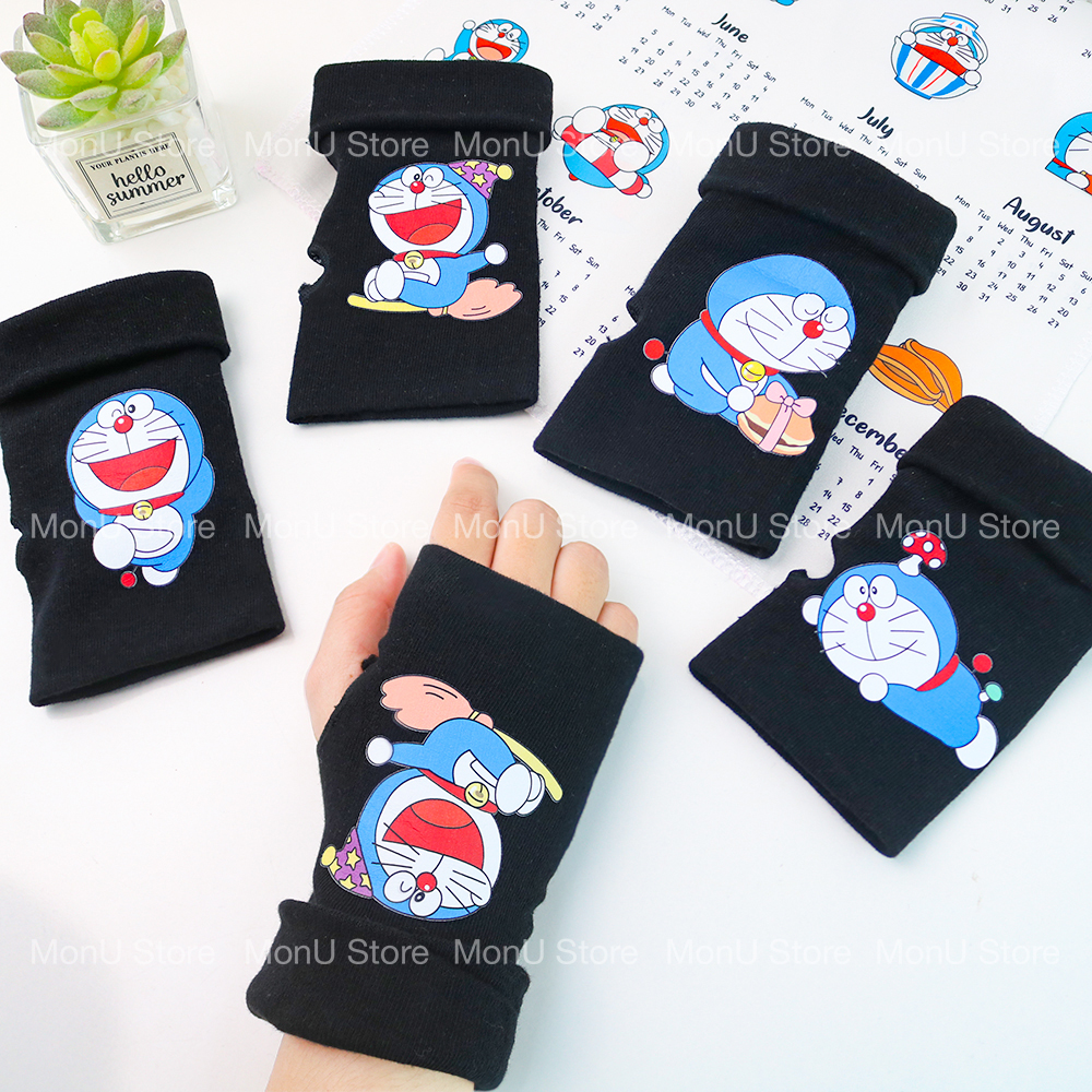 Găng tay len Doraemon hở ngón dễ thương cute TooYoo BK00441