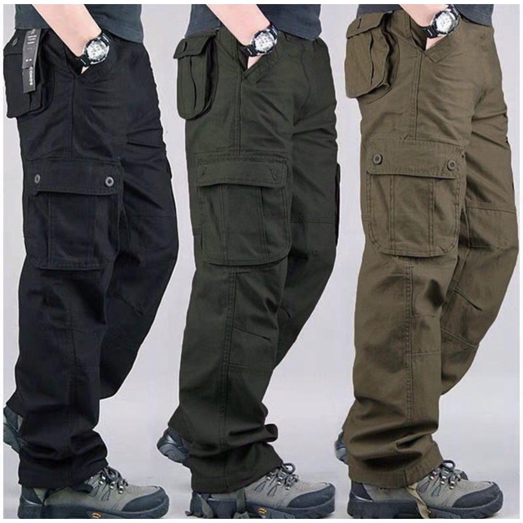 Combo 03 Quần Kaki Nam Ống Suông Cạp Chun Phối Túi Lính Chất Liệu Mềm Mại