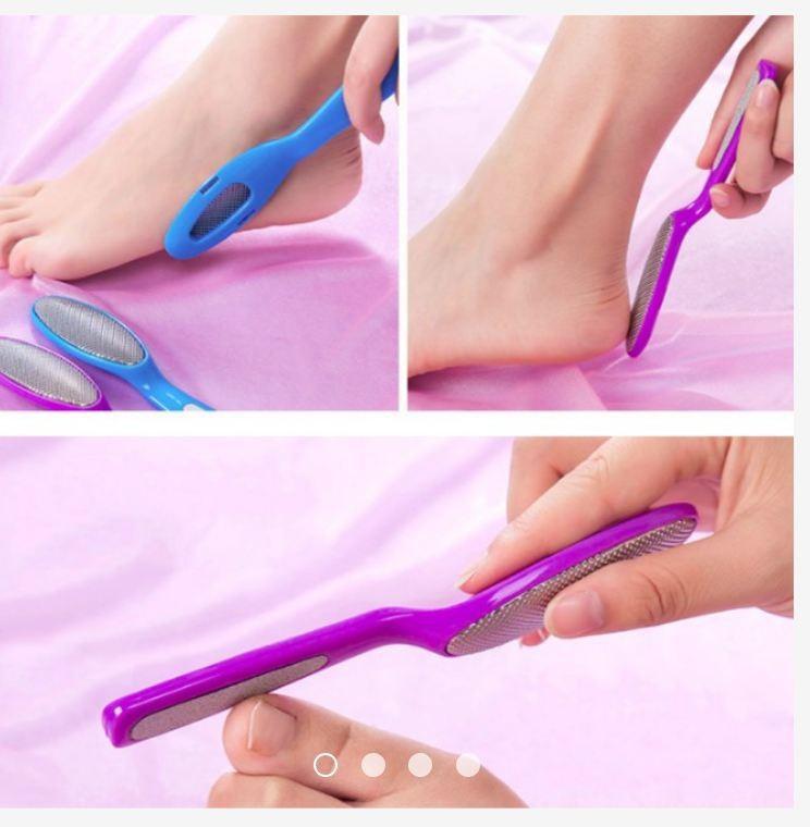 Dụng cụ chà gót chân bằng thép 2 trong 1, tẩy da chết, giúp gót chân hồng hào