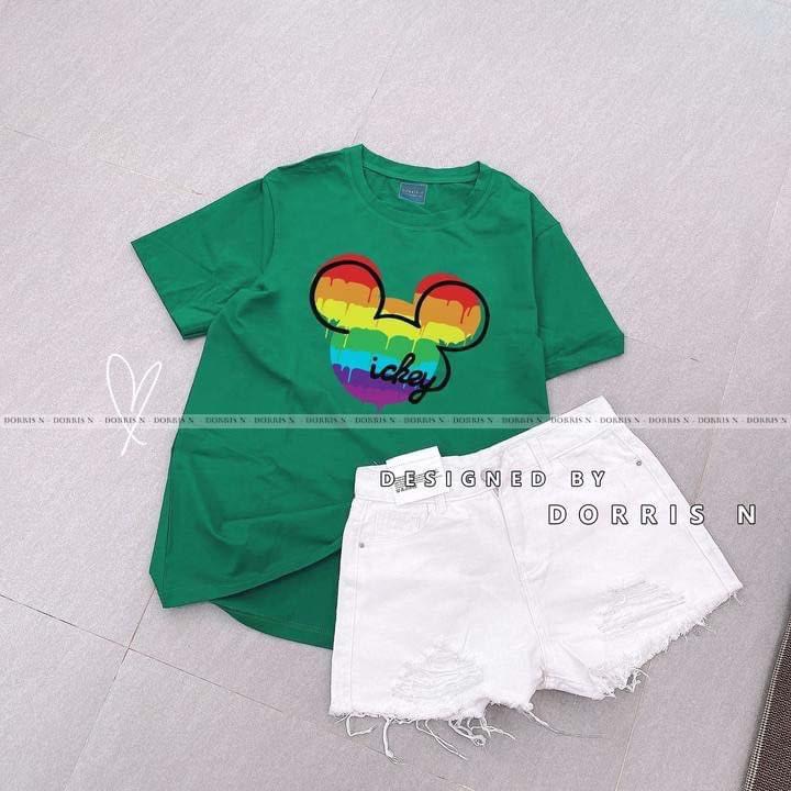 Áo thun nữ MICKEYchất liệu cotton 100% form rộng co giãn 4 chiều kiểu dáng basic