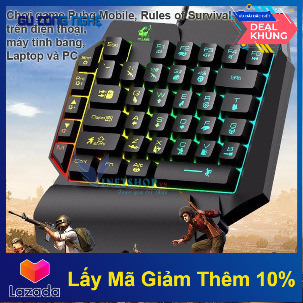 Bàn phím giả cơ 1 tay free wolf k15 gaming bàn phím cho pubg ow lol 35 -dc3640