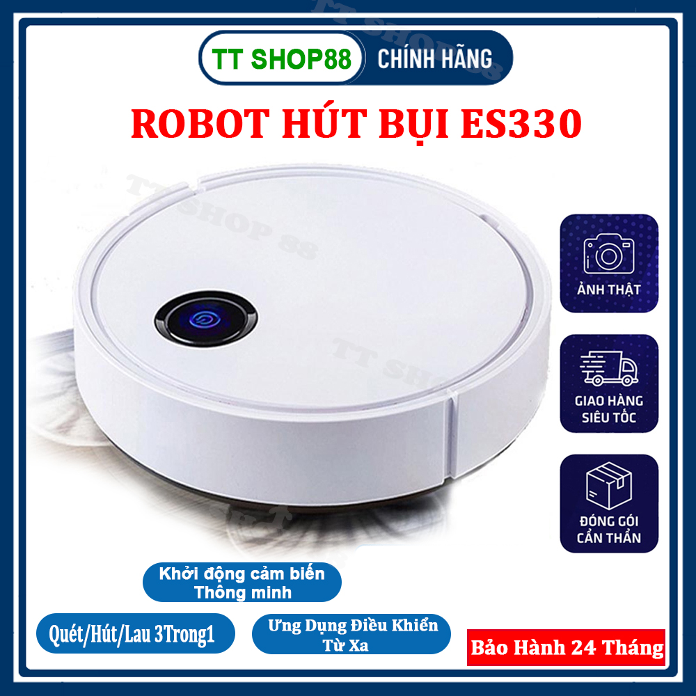 Robot Hút Bụi, Máy Hút Bụi Thông Minh ES330, Robot Lau Sàn Tự Động, Dễ Dàng Làm Sạch Các Vị Trí Khó Như Gầm Giường, Tủ, Ghế Sofa - Bảo Hành 12 Tháng !