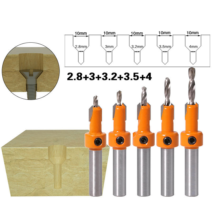 Bộ 5 mũi khoan âm đầu vít , mũi khoan 2 tầng - Phụ kiện khoan - Dụng cụ thợ