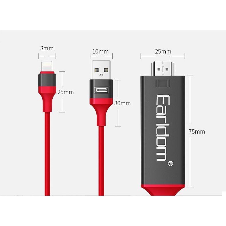 C&aacute;p hdmi earldom et-w5 lightning to hdtv cable