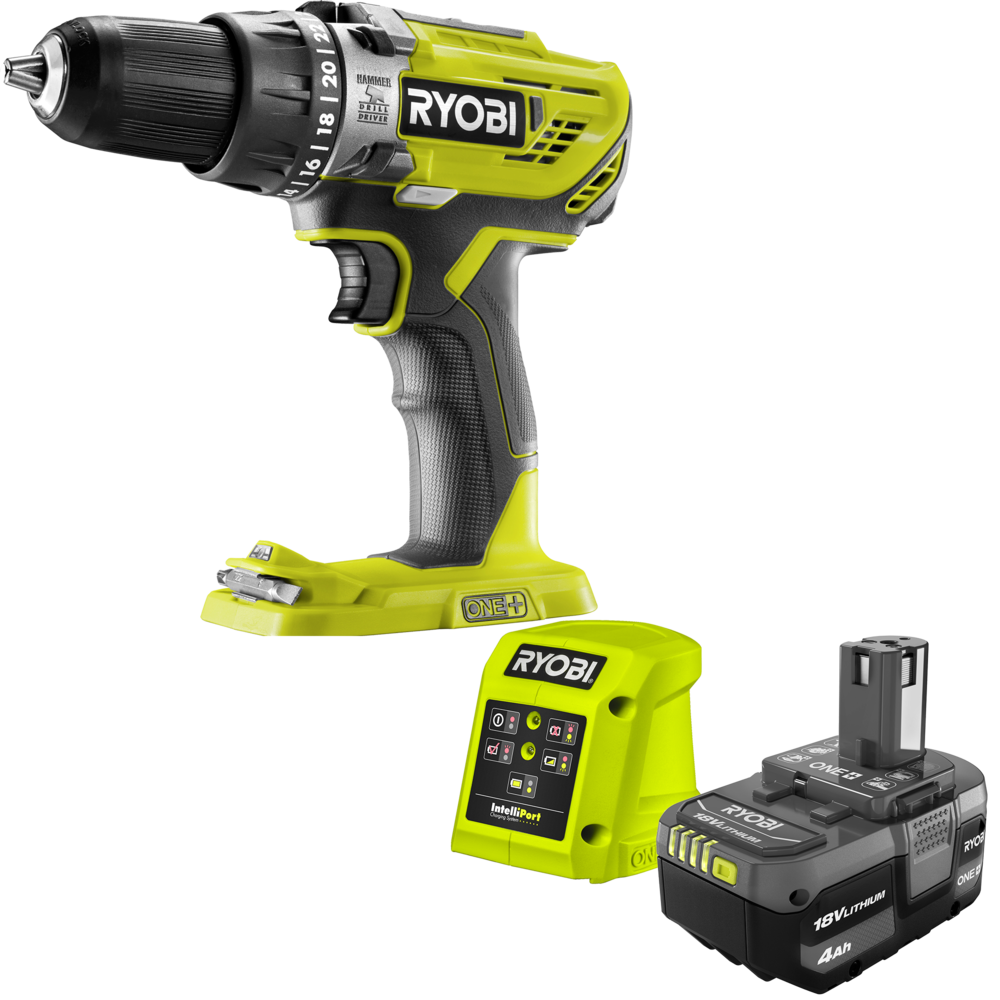 Máy khoan búa 18v ryobi pin 4ah r18pd3-h40g