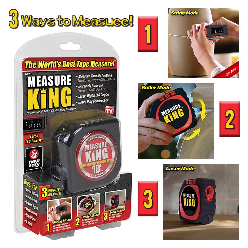 Thước đa năng kỹ thuật số Measure King 3-in-1 / Thuoc do laze, Thước đo khoảng cách laser, Thước Laze 3 IN 1 Trong 1 Thước Dây, Thước Laser, Con Lăn, Độ Chính Xác Cao, Có Màn Hình Hiển Thị Led - Hàng Tốt, Giá Rẻ, Bảo Hành Uy Tín