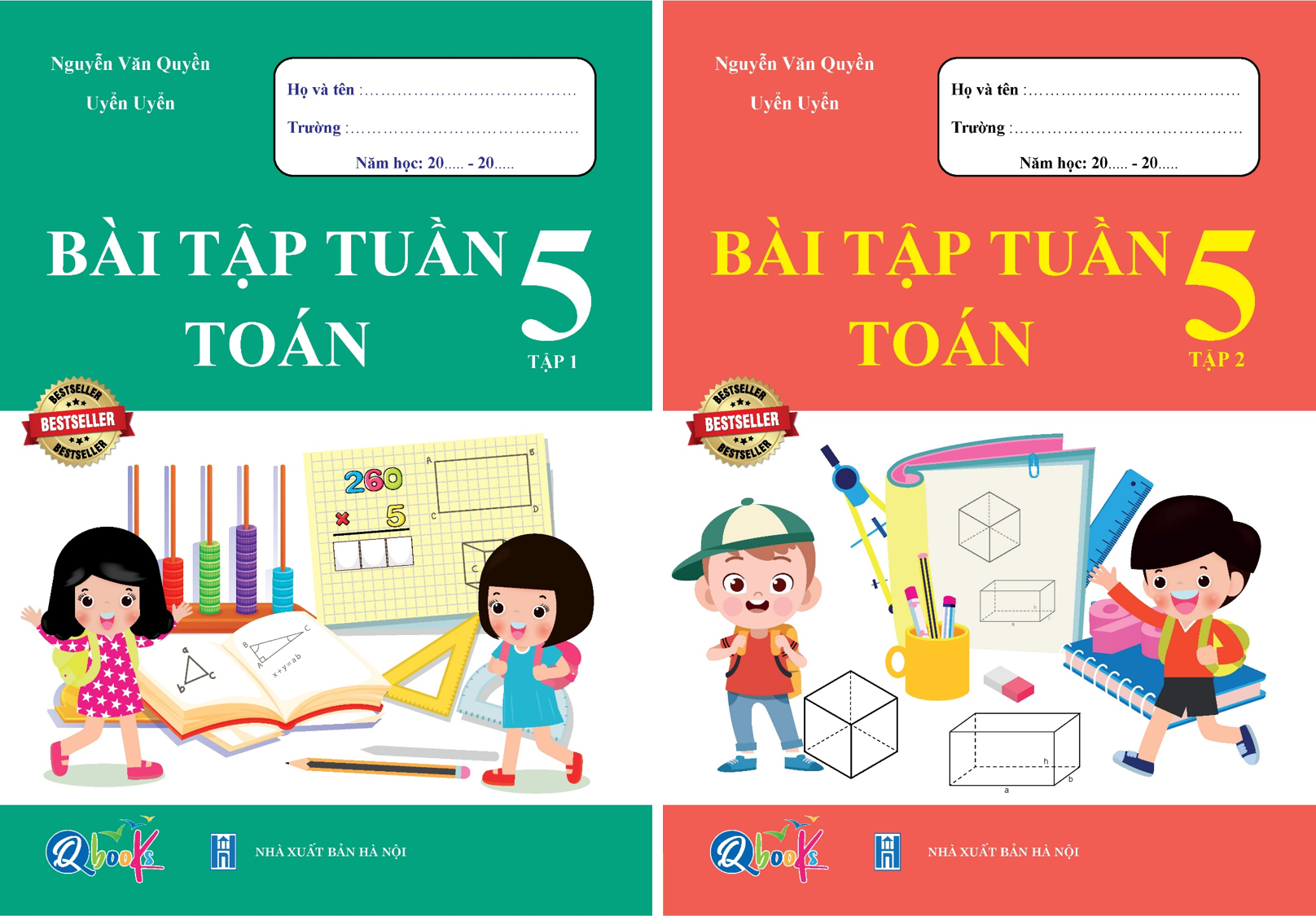 Combo sách - bài tập tuần toán 5 tập 1 + 2
