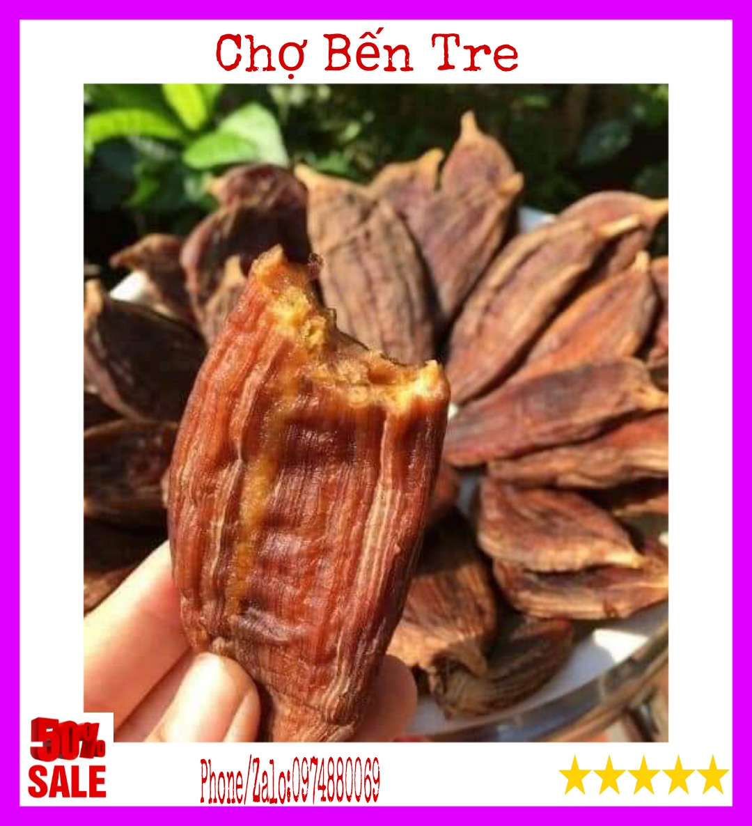 1kg Chuối hồng sấy dẻo vỏ lụa Bến Tre loại 1
