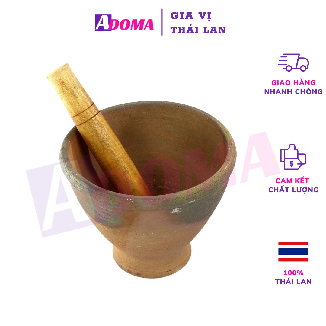 Cối giã somtum thái cỡ lớn 30cm - cỗi gỗ đất nung to đâm sụm thái - gỏi đu đủ thái - ครกพร้อมส่ง ไว้ทำส้มตำแซ่บๆ