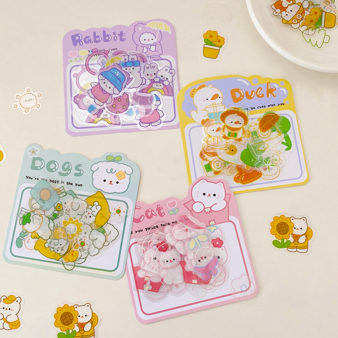Túi 30 miếng sticker họa tiết động vật siêu cute trang trí sổ tay, Set đồ chơi hình dán sáng tạo sổ lưu niệm dễ thương