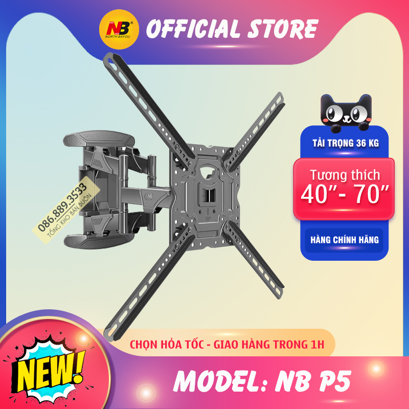 NB P5 / Giá Treo Tivi Xoay 32 - 40 - 43 - 50 - 55 - 65 - 70 / Giá Treo Tivi Đa Năng 6 Cánh Tay Chịu Lực [ Rẻ Hơn NB P6 ]