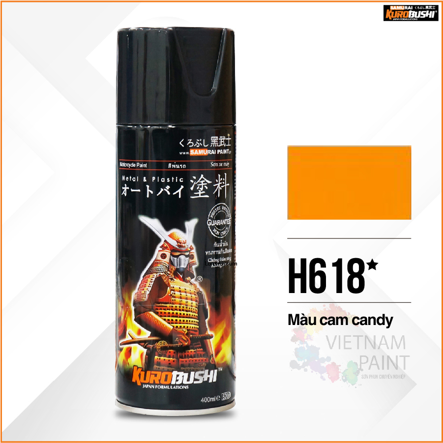 Sơn xịt samurai kurobushi - màu cam candy honda h618 chuyên dùng cho xe máy
