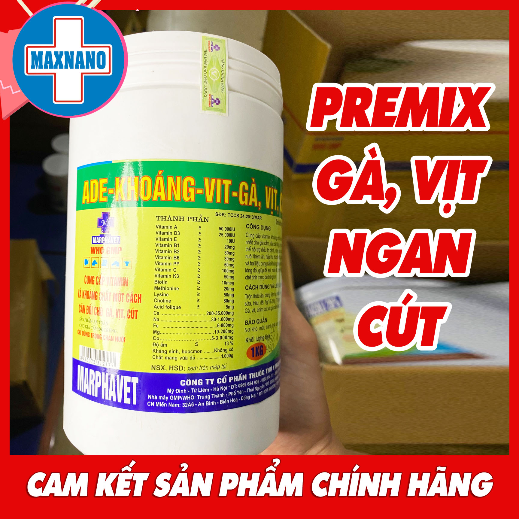 Ade-khoáng vit gà, vịt, cút đẻ cung cấp vitamin khoáng chất cân đối, kéo dài chu kỳ đẻ cho gà, vịt, cút đẻ