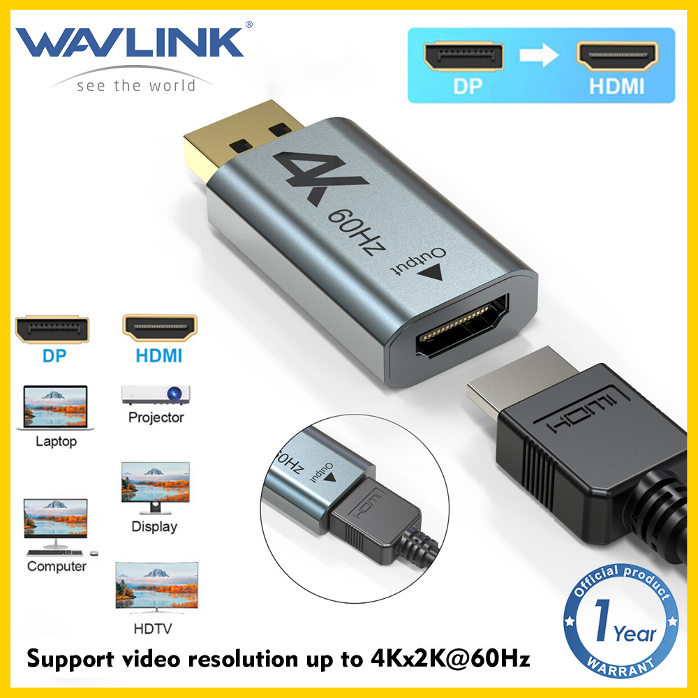 Wavlink Display Port to HDMI Converter Adapter 4K at 60Hz supports Display