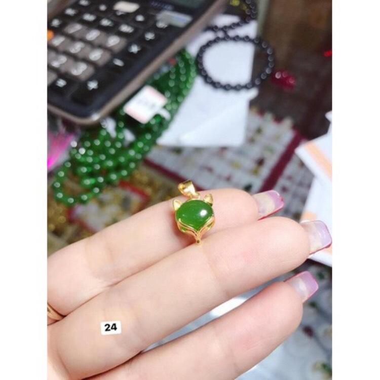 Bộ trang sức vàng tây mặt hồ ly ngọc bích tự nhiên