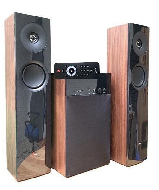 Dàn âm thanh tại gia, loa cây nghe nhạc hay Skynew SK 325 - Hát karaoke - Nhạc nào cũng hay - Vỏ gỗ màu nâu, loa cao 60cm, bass 20cm