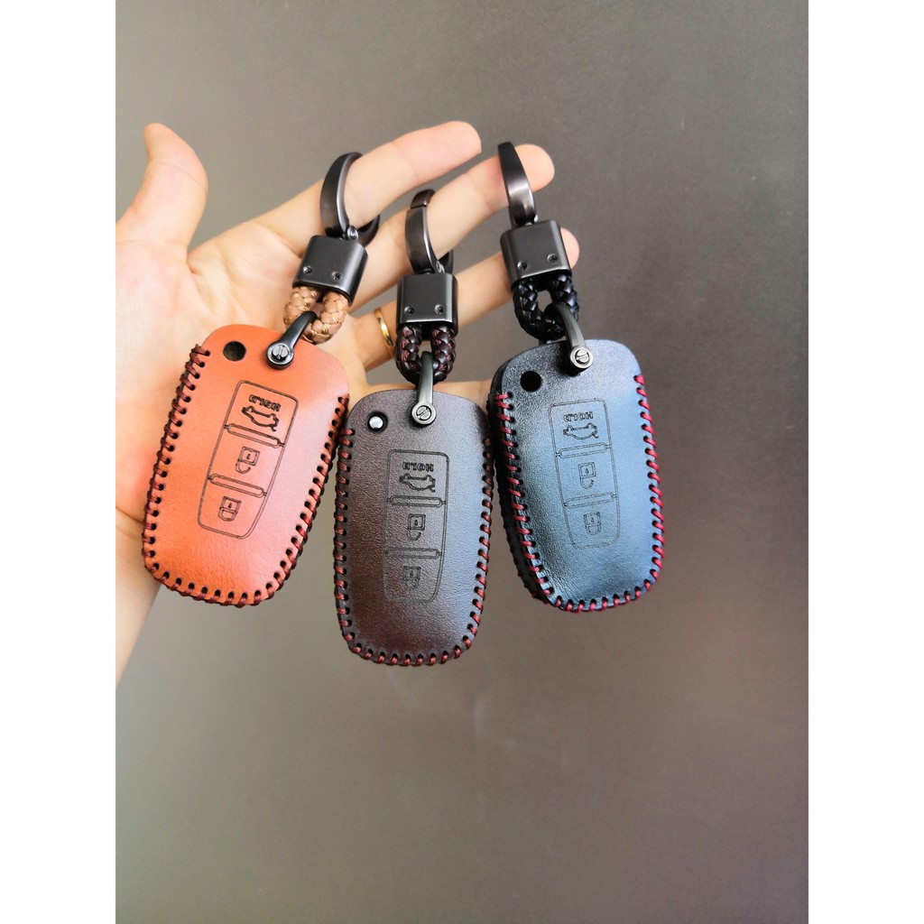 Bao da chìa khoá ô tô Hyundai Santafe 2009-2012 smartkey chính hãng OTOBOX, bọc da chìa khoá oto cao cấp bảo vệ chống xước bảo hành 2 năm khắc tên và số điện thoại của chủ xe