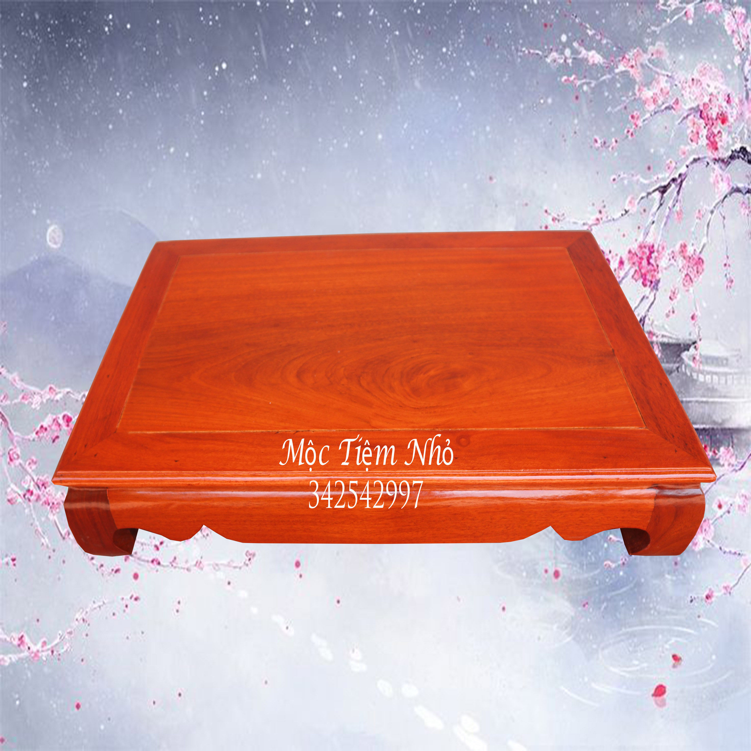 Bàn osin cao 10cm gỗ hương kỷ trơn bàn trà hoặc kê vật dụng thờ cúng