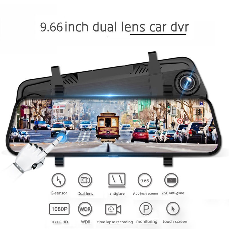 Camera hành trình ô tô 9,66 inch cảm ứng kiêm camera lùi