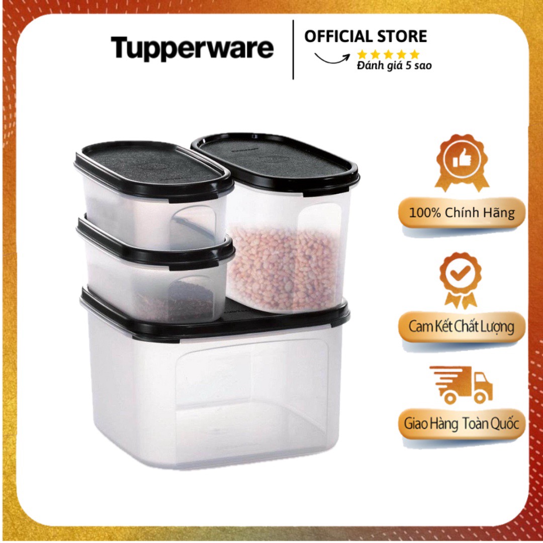Bộ hộp trữ khô Đen Tupperware Modular Mates Starter Set - Tupperware Mall Chợ Lớn