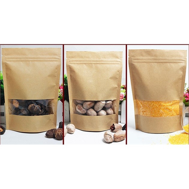 1kg túi zipper giấy cửa sổ tràn viền