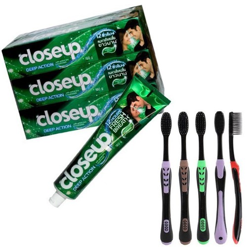 Combo 5 Tuýp Kem đánh răng Closeup Thái Lan tặng kèm 4 bàn chải NANO cao cấp -5 Tuýp Kem đánh răng Closeup