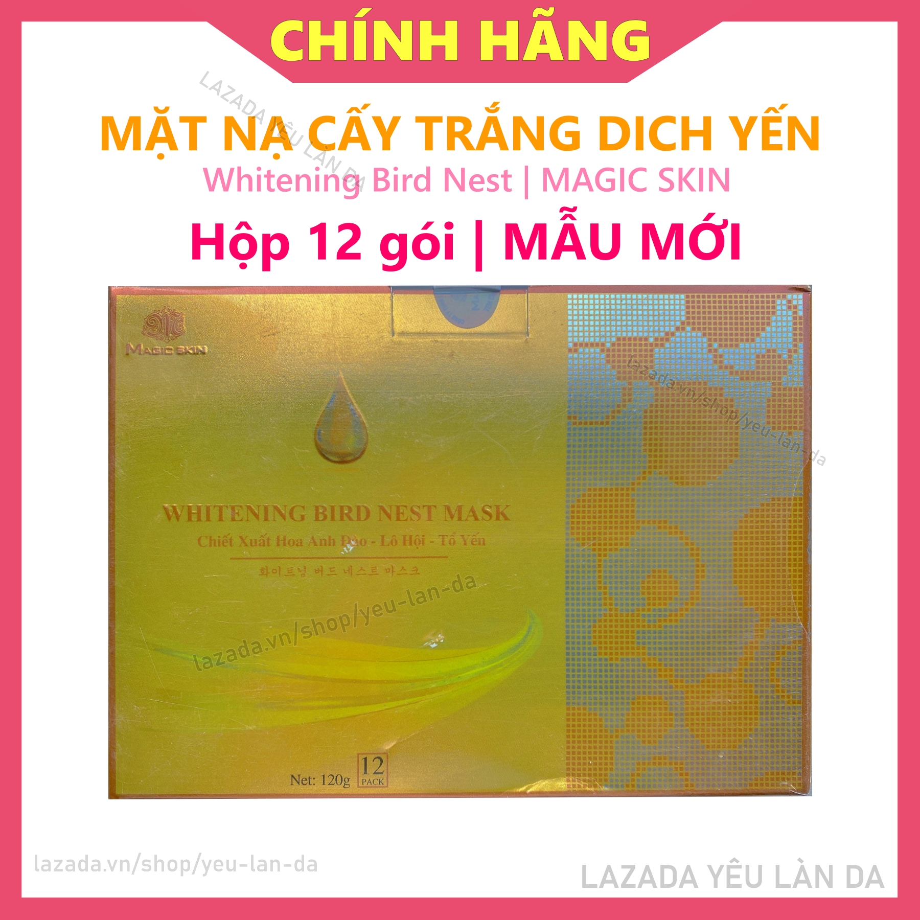 [HỘP 12 GÓI] MẶT NẠ CẤY TRẮNG YẾN Magic Skin Whitening Bird Nest Mask CHUẨN SPA
