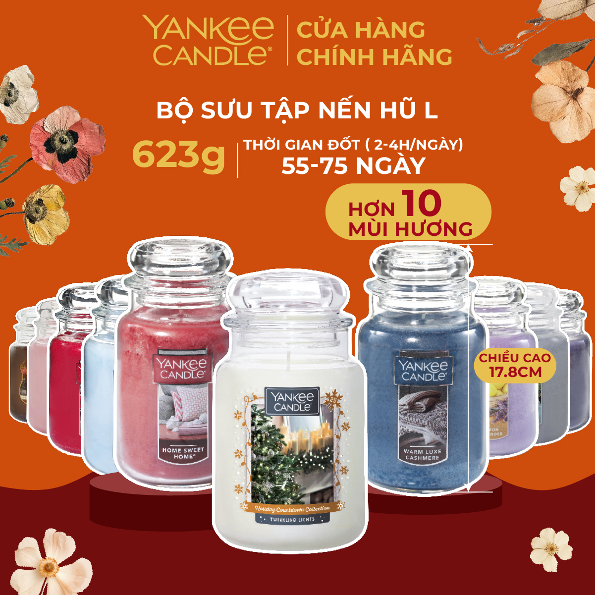 Nến thơm hũ Yankee Candle size L (623g) - nhiều mùi tùy chọn