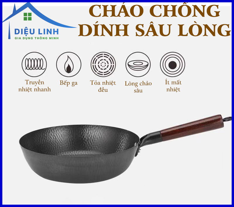 Chảo chống dính Nhật Bản Longgiwei dùng cho mọi loại bếp, chống dính 3 lớp cao cấp dieulinhshop