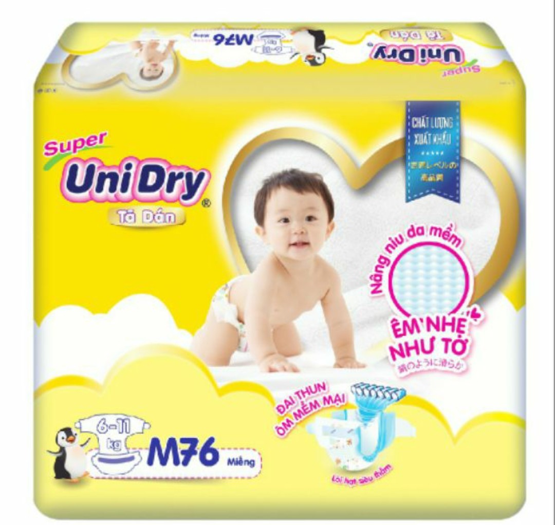 Tã dán Unidry Size L68 :miếng dùng cho trẻ tử 9 đến 14kg.