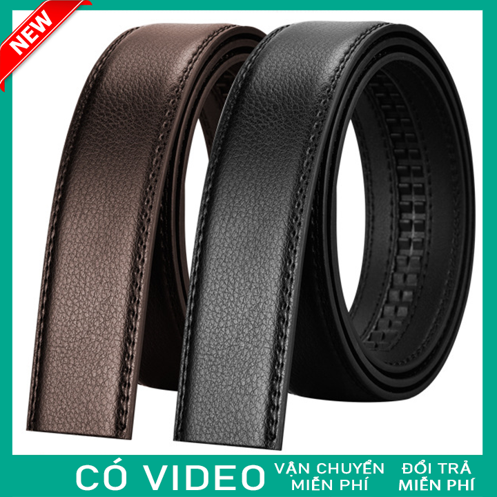 Dây Thắt Lưng Nam(có khấc) Cho Khóa Tăng Chất Liệu Da Bò Thật 100% - Dành Cho Đầu Khoá Nhỏ Hơn 3.5cm