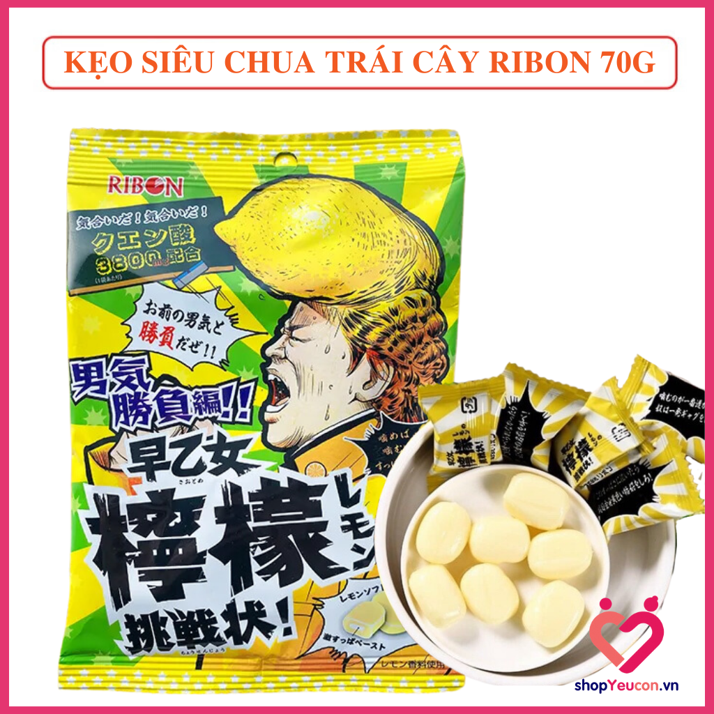 Kẹo dẻo siêu chua ribon nội địa nhật bản gói 70gr vị trái cây