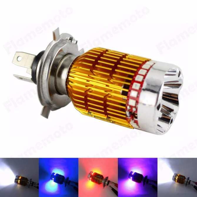 /Đèn xe máy/ Đèn led xe máy H4 có nhiều màu sắc đẹp, bắt mắt: xanh, tím, trắng, đỏ và chế độ chớp vô cùng độc đáo