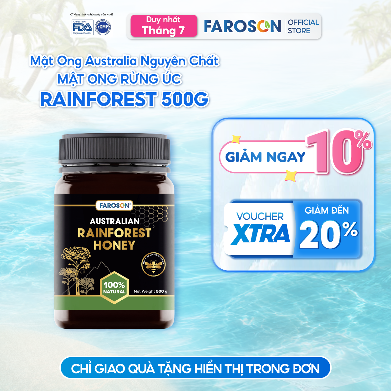 Mật Ong Rừng Mưa Nguyên Chất Faroson Australian Rainforest 500g