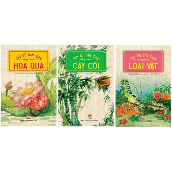 Sách -câu đố dân gian bằng tranh: hoa quả, loài vật, cây cối -combo 3 cuốn