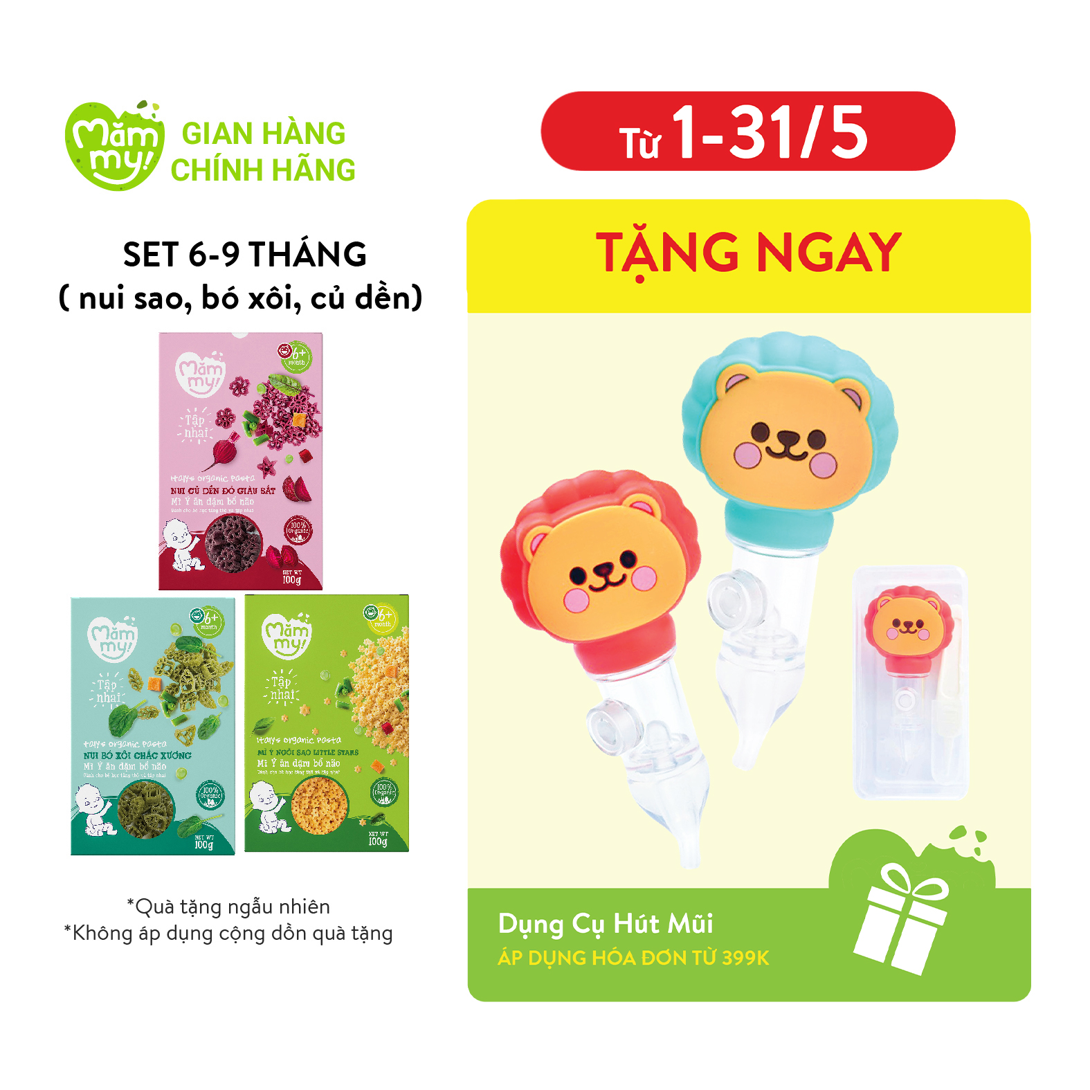 Set nui ăn dặm Mămmy bé 6-9 tháng: Nui gấc đỏ, Nui củ dền, Nui yến mạch hộp 100gr