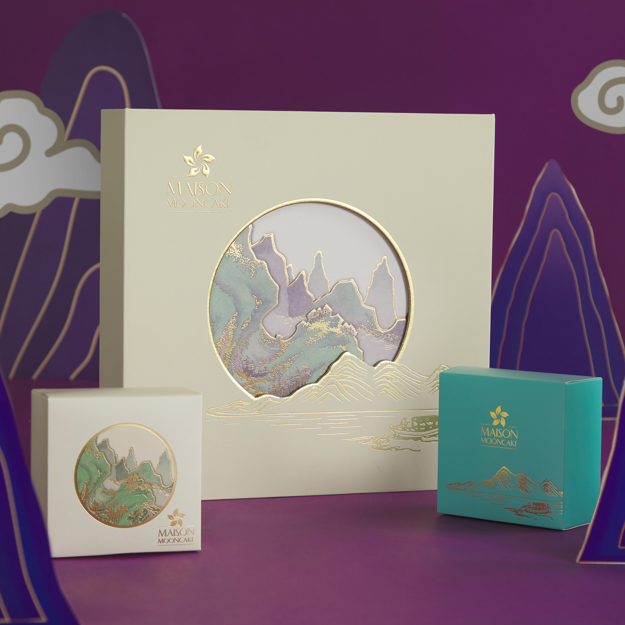 Hộp bánh trung thu Maison Mooncake - mẫu Hân Hoan mới 2023 gồm 4 bánh nướng