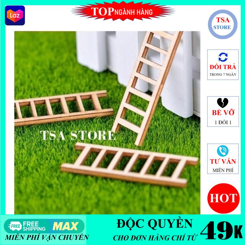 Tiểu cảnh mini Cầu thang gỗ trang trí tiểu cảnh sen đá/chậu cây mini/terrarium/hồ cá/bonsai/hòn non bộ/sen đá/xương rồng TSA STORE