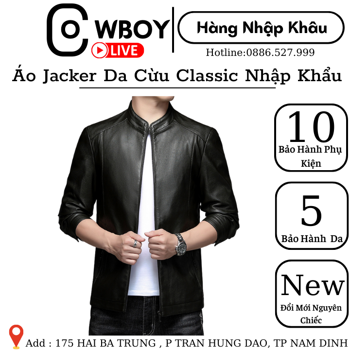 Áo khoác nam da cừu classic, áo jacker da cừu form classic, chất liệu da tấm hoàn toàn nguyên chất, bảo hành lên tới 10 năm