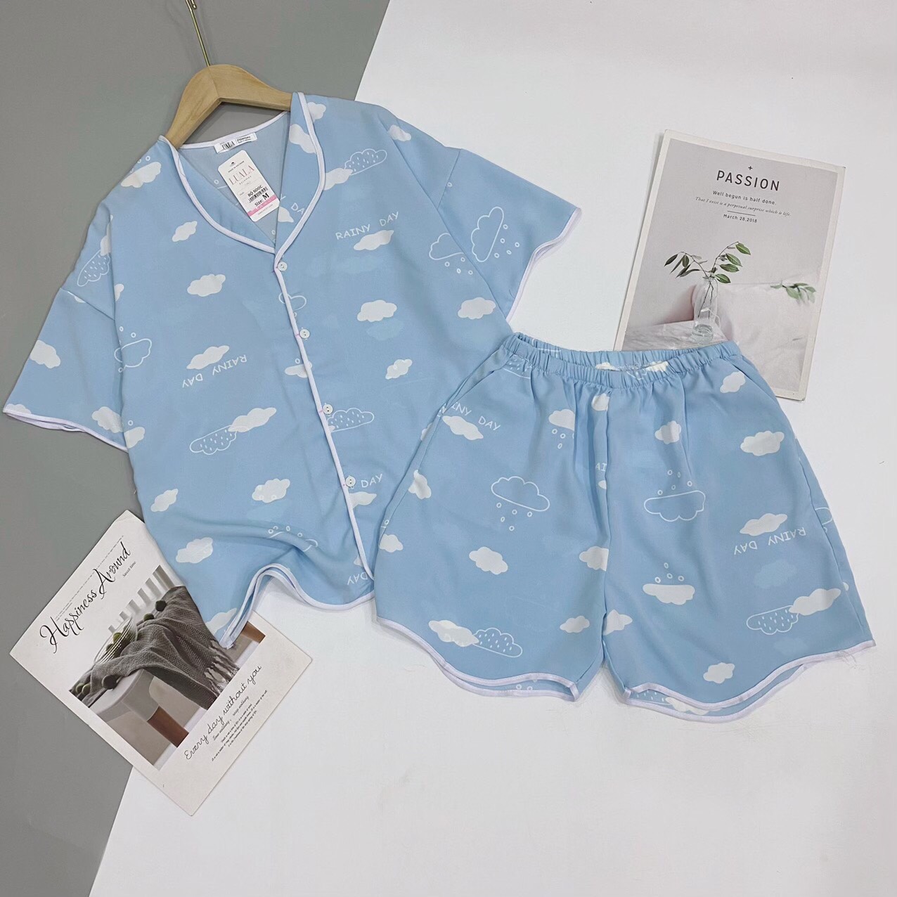 Đồ bộ mặc nhà cánh dơi quần đùi họa tiết dễ thương, thoáng mát