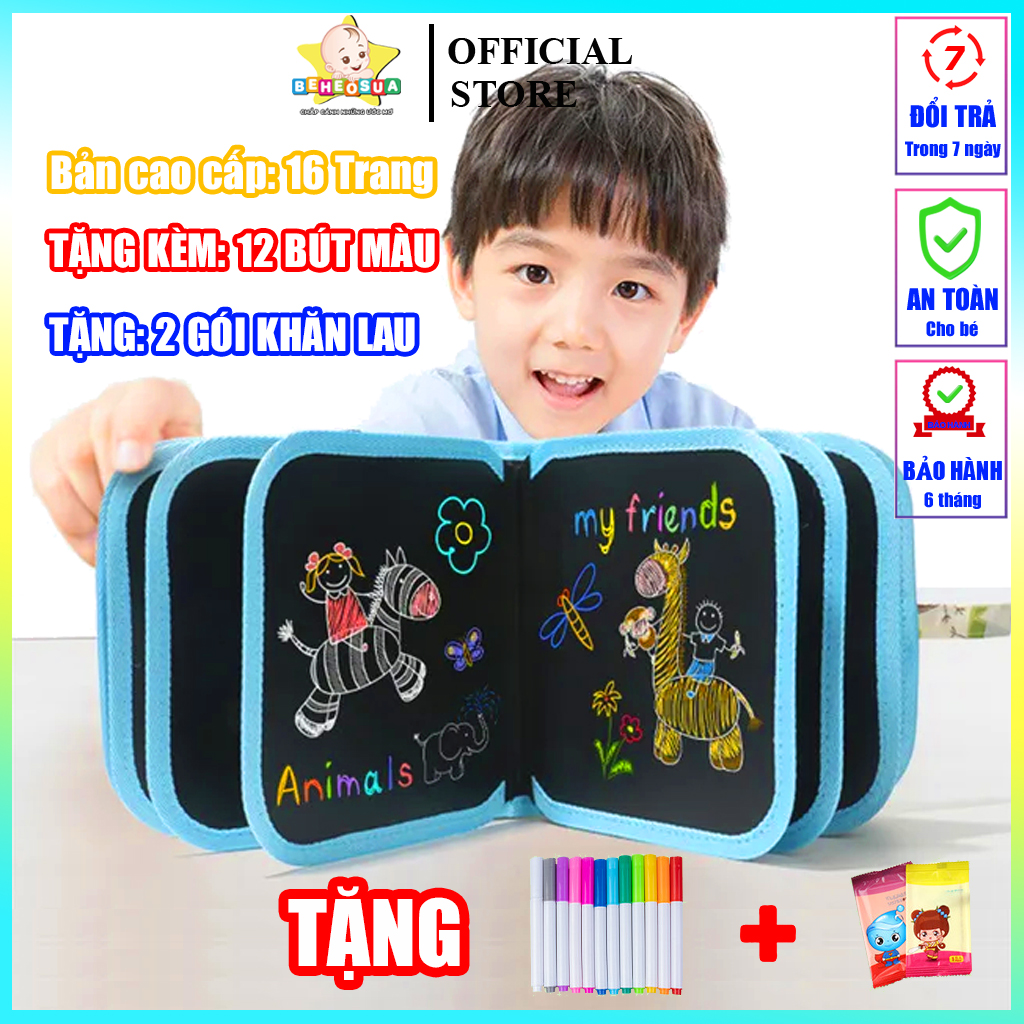 Sách vẽ tự xoá chất liệu vải graffiti tặng kèm bút
