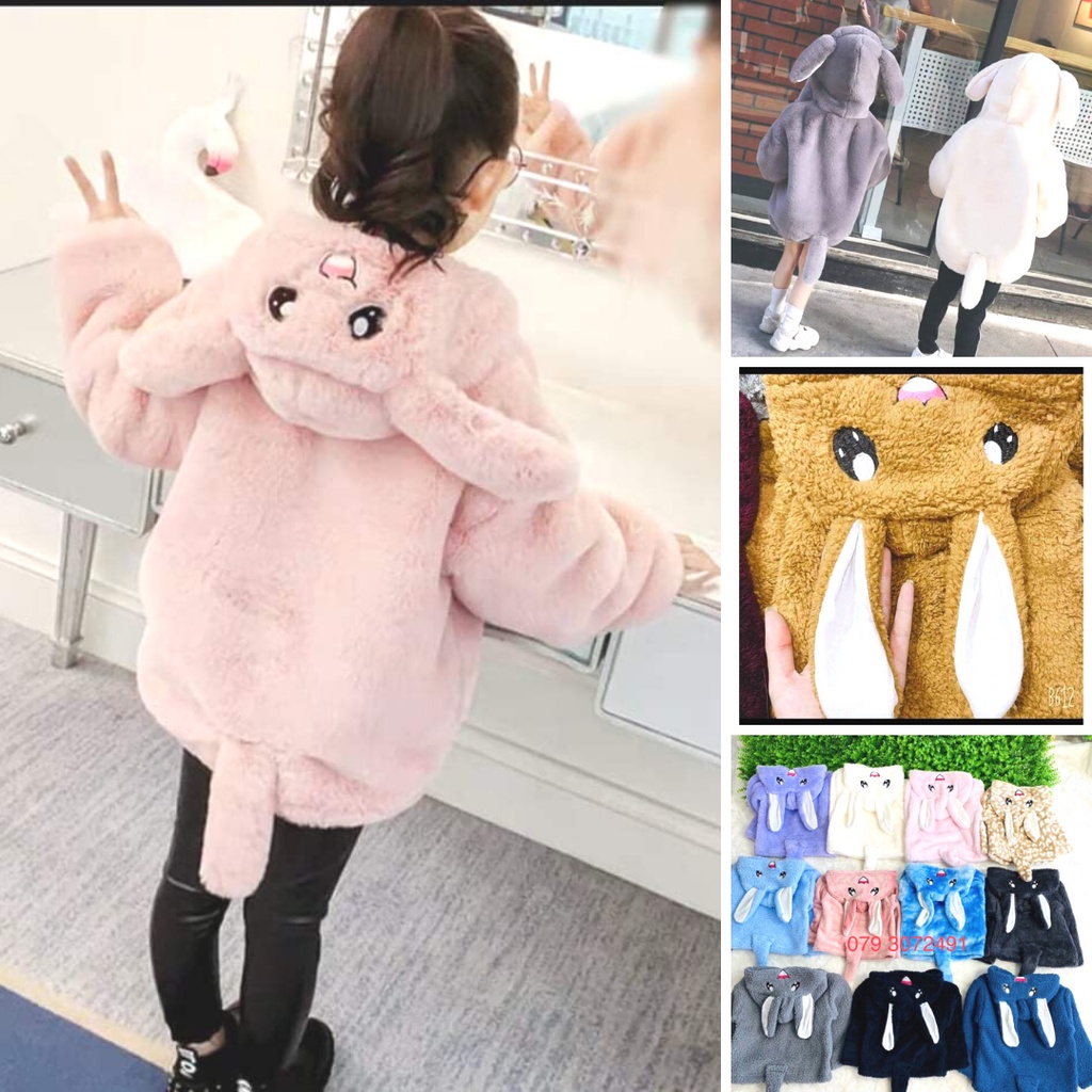 Áo khoác lông tai thỏ cho bé 8-18kg
