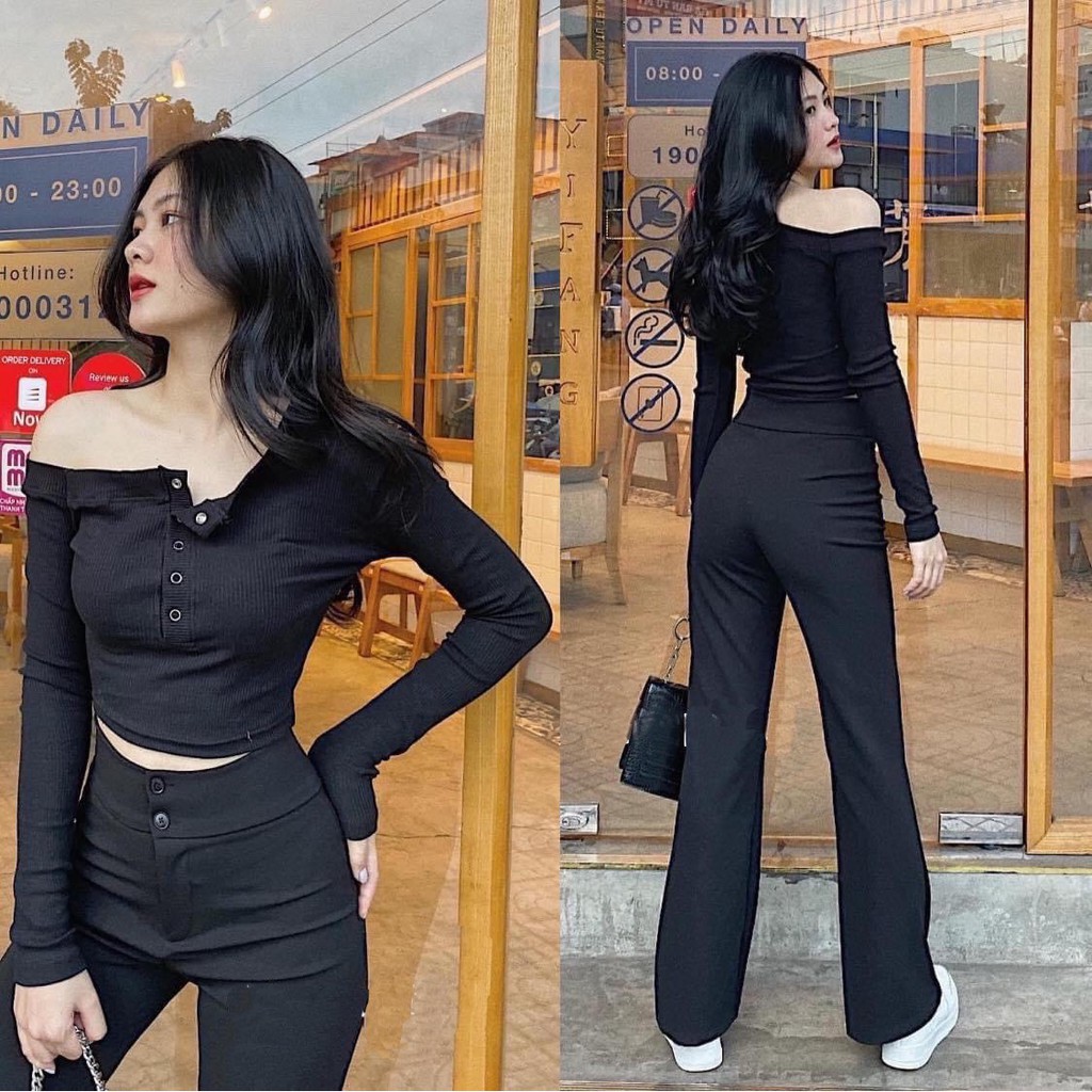 Quần tây nữ lưng cao ống rộng dáng loe công sở đi học bigsize T18 STORE QT04