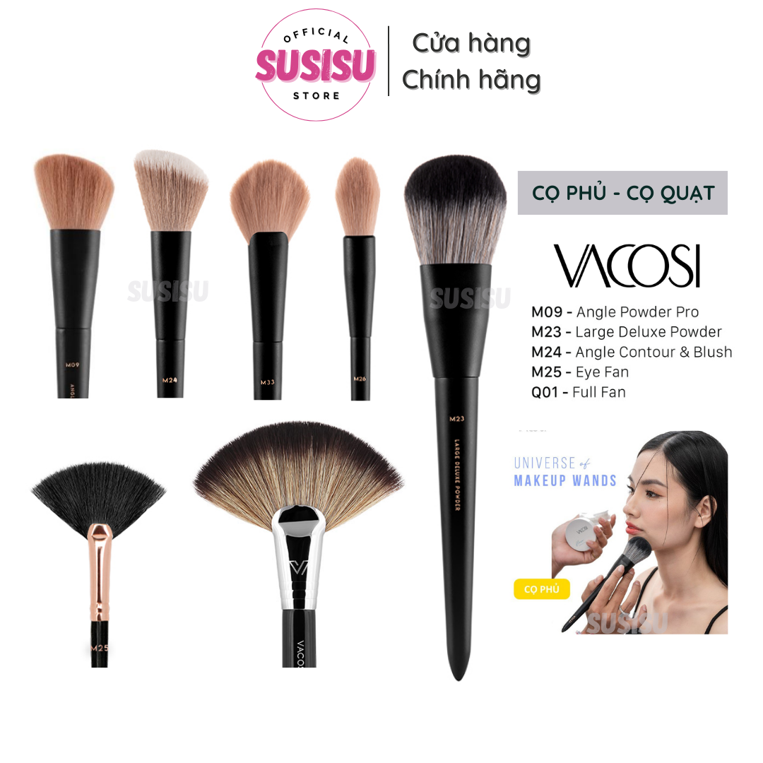 Cọ phủ phấn má hồng vacosi, highlight-shading cọ quạt phủ phấn bột q01 m03 m06 m07 m23 m25 m26 m27 m33