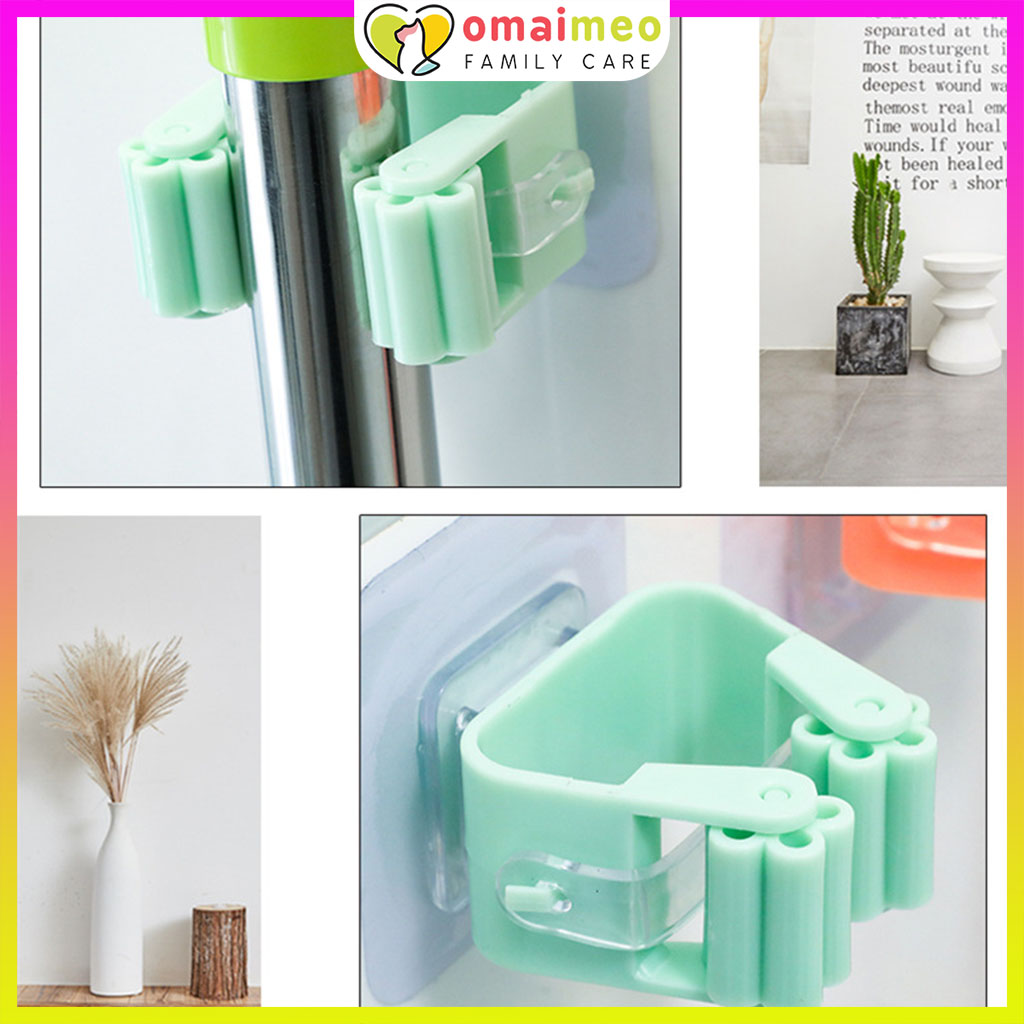 Móc treo chổi, kẹp chổi dán tường, móc dán treo chổi cây lau nhà đồ dùng móc treo kẹp, chắc chắn gọn gàng nhiều màu sắc